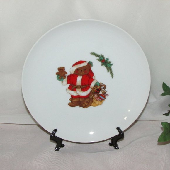 Mikasa Fine China Christmas Bear Cookie Plate 7.5" Sandy Lehman Holiday Decor - Picture 1 of 6